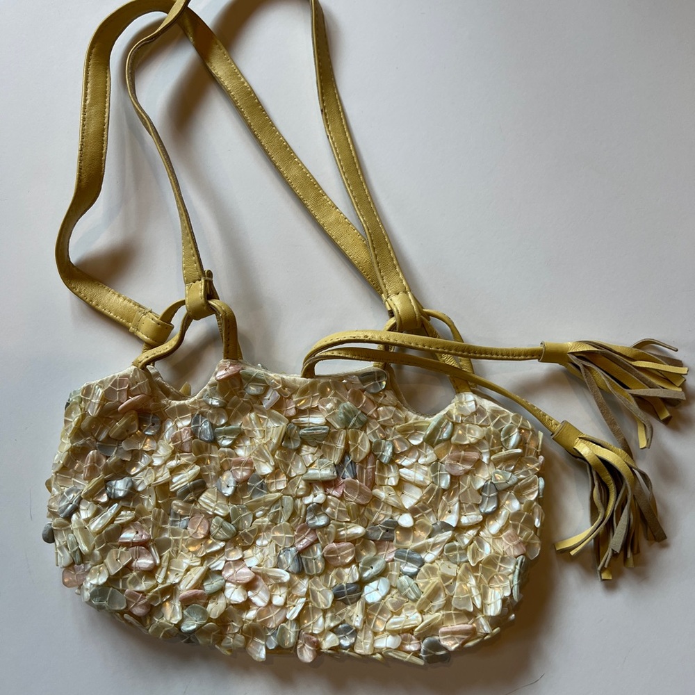 Moyna Cream and Gold Embellished Clutch